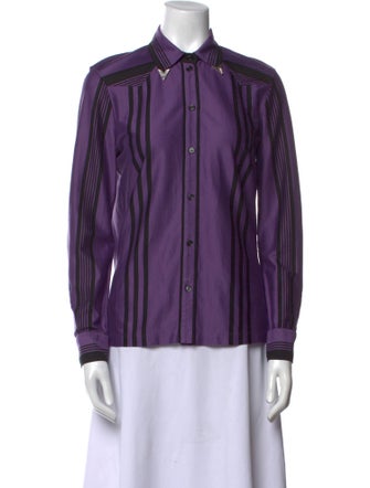 Bottega Veneta Striped Long Sleeve Button-Up Top