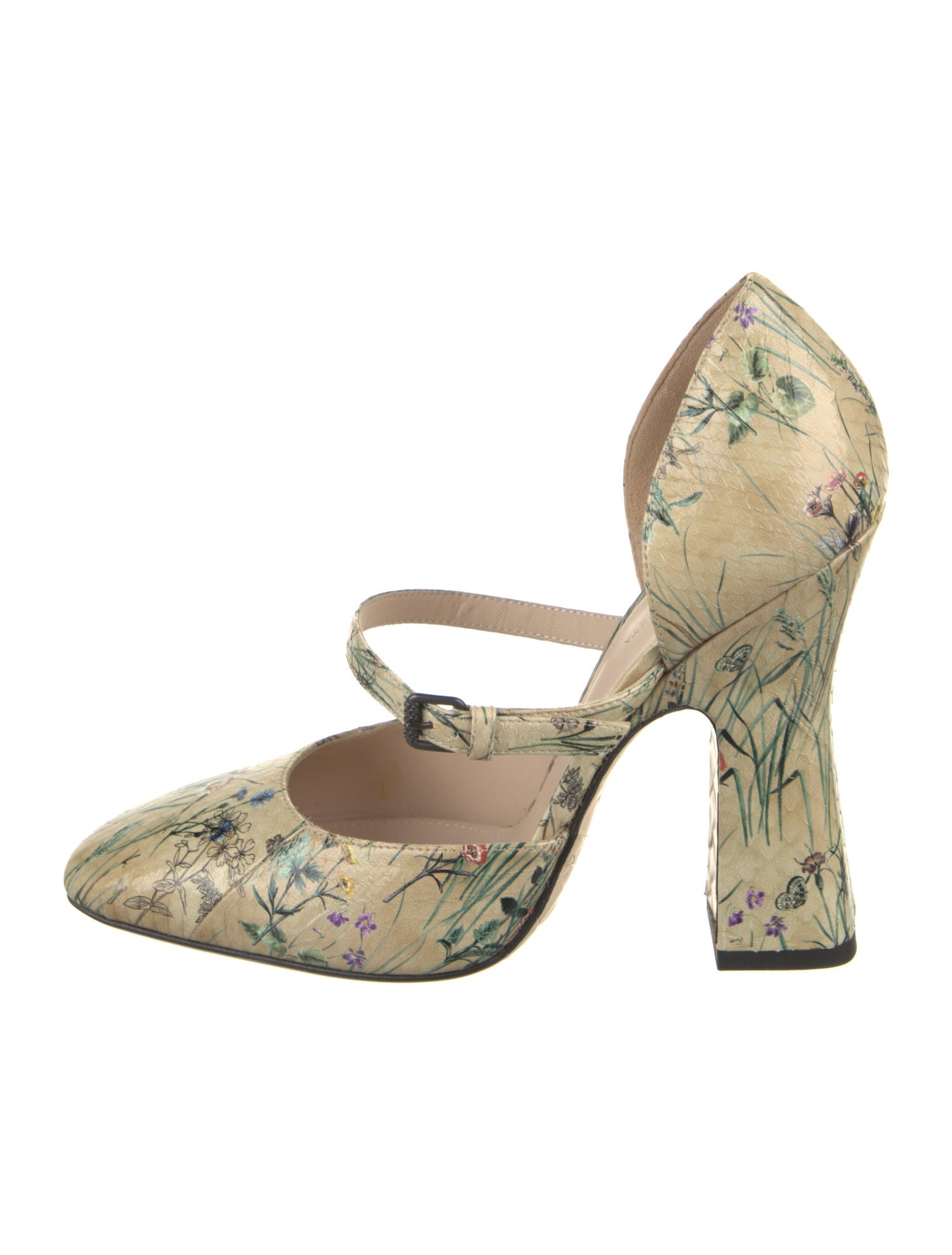 Bottega Veneta Leather Floral Print D'Orsay Pumps