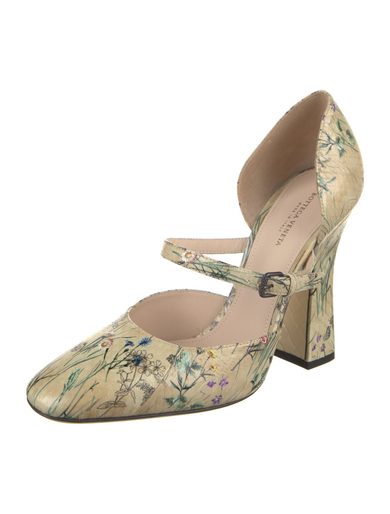 Bottega Veneta Leather Floral Print D'Orsay Pumps