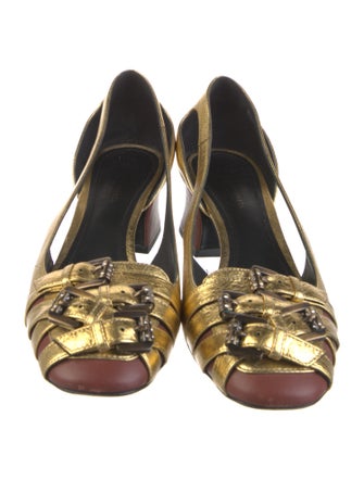 Bottega Veneta Leather Crystal Embellishments Slingback Pumps