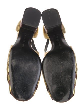 Bottega Veneta Leather Crystal Embellishments Slingback Pumps