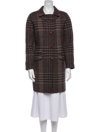Bottega Veneta Wool Plaid Print Coat
