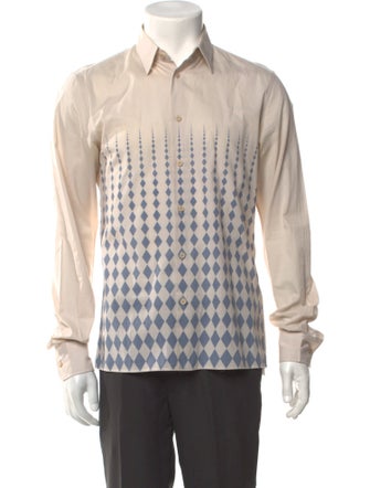 Bottega Veneta Plaid Print Long Sleeve Shirt