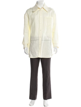 Bottega Veneta Linen Colorblock Pattern Shirt