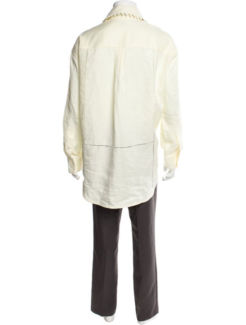 Bottega Veneta Linen Colorblock Pattern Shirt