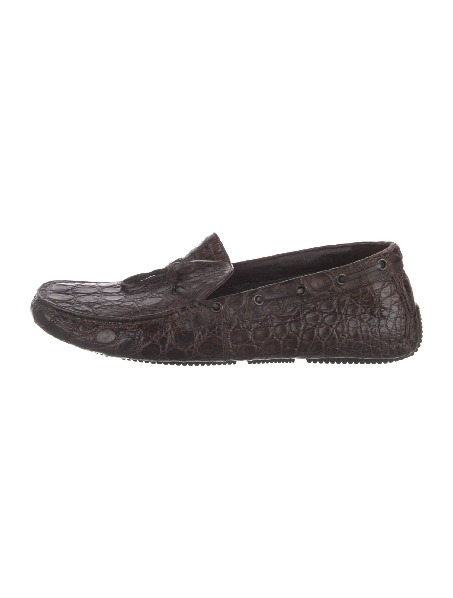 Bottega Veneta Intrecciato Weave Crocodile Drivers