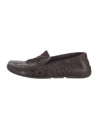 Bottega Veneta Intrecciato Weave Crocodile Drivers