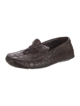 Bottega Veneta Intrecciato Weave Crocodile Drivers