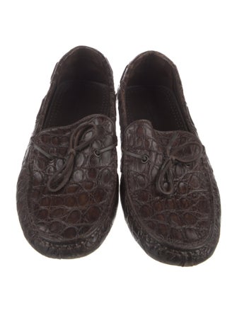 Bottega Veneta Intrecciato Weave Crocodile Drivers