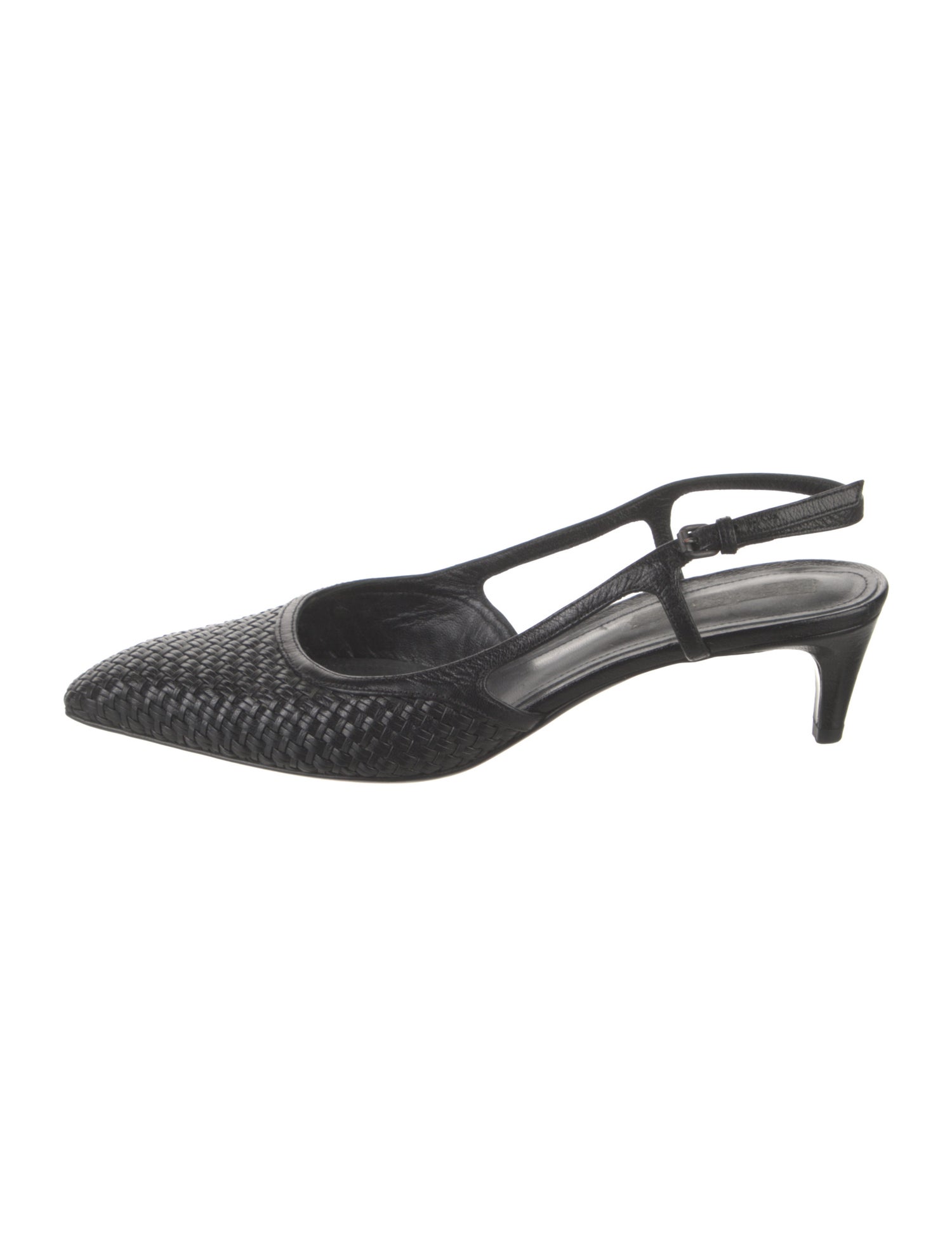 Bottega Veneta Intrecciato Weave Leather Slingback Pumps