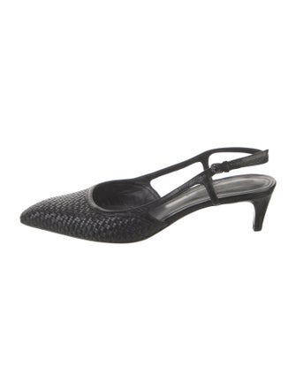 Bottega Veneta Intrecciato Weave Leather Slingback Pumps