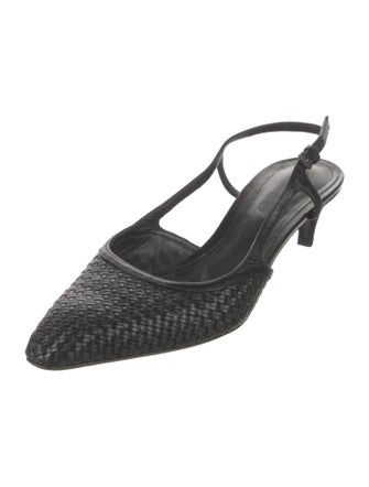 Bottega Veneta Intrecciato Weave Leather Slingback Pumps
