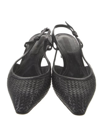 Bottega Veneta Intrecciato Weave Leather Slingback Pumps