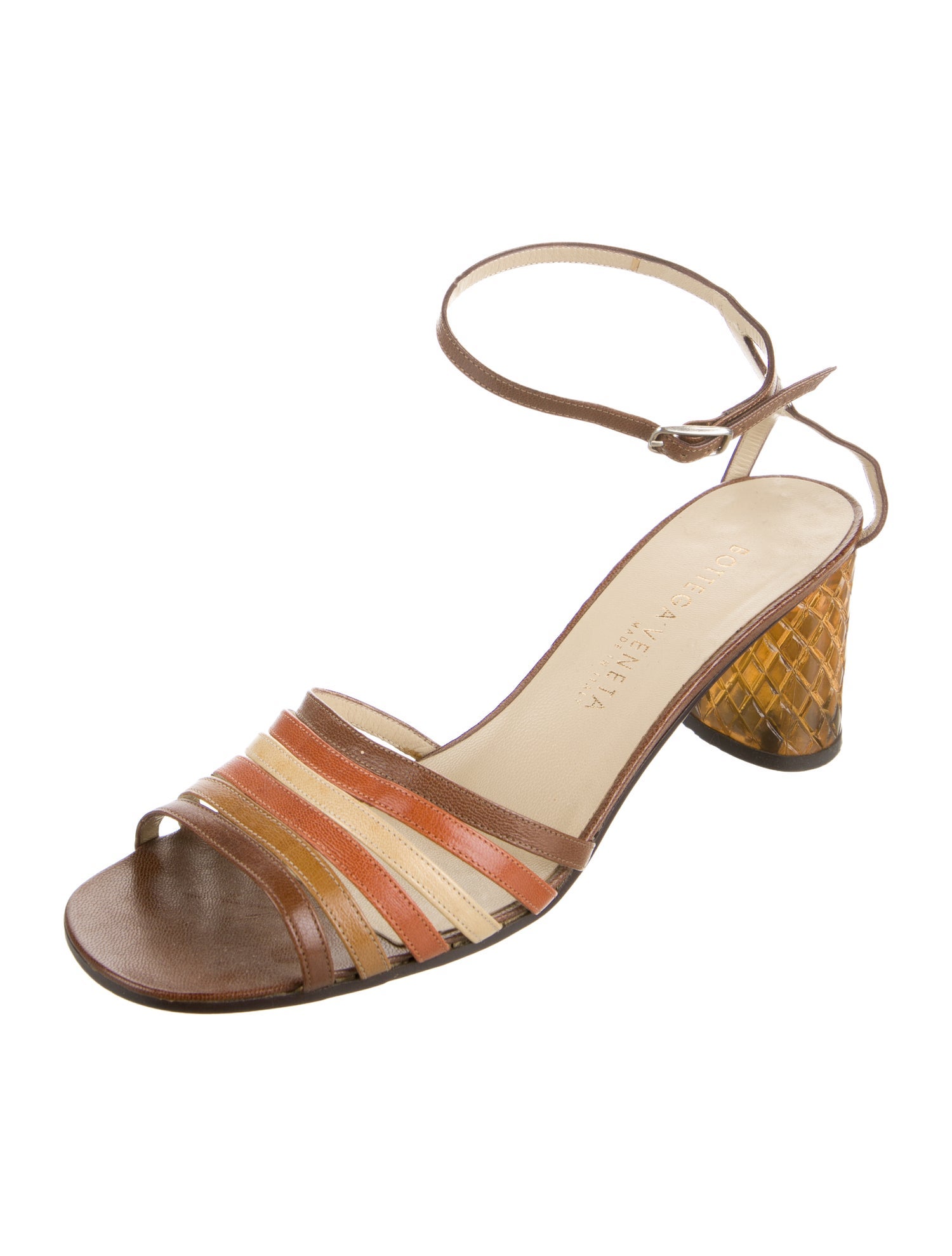 Bottega Veneta Leather Colorblock Pattern Sandals