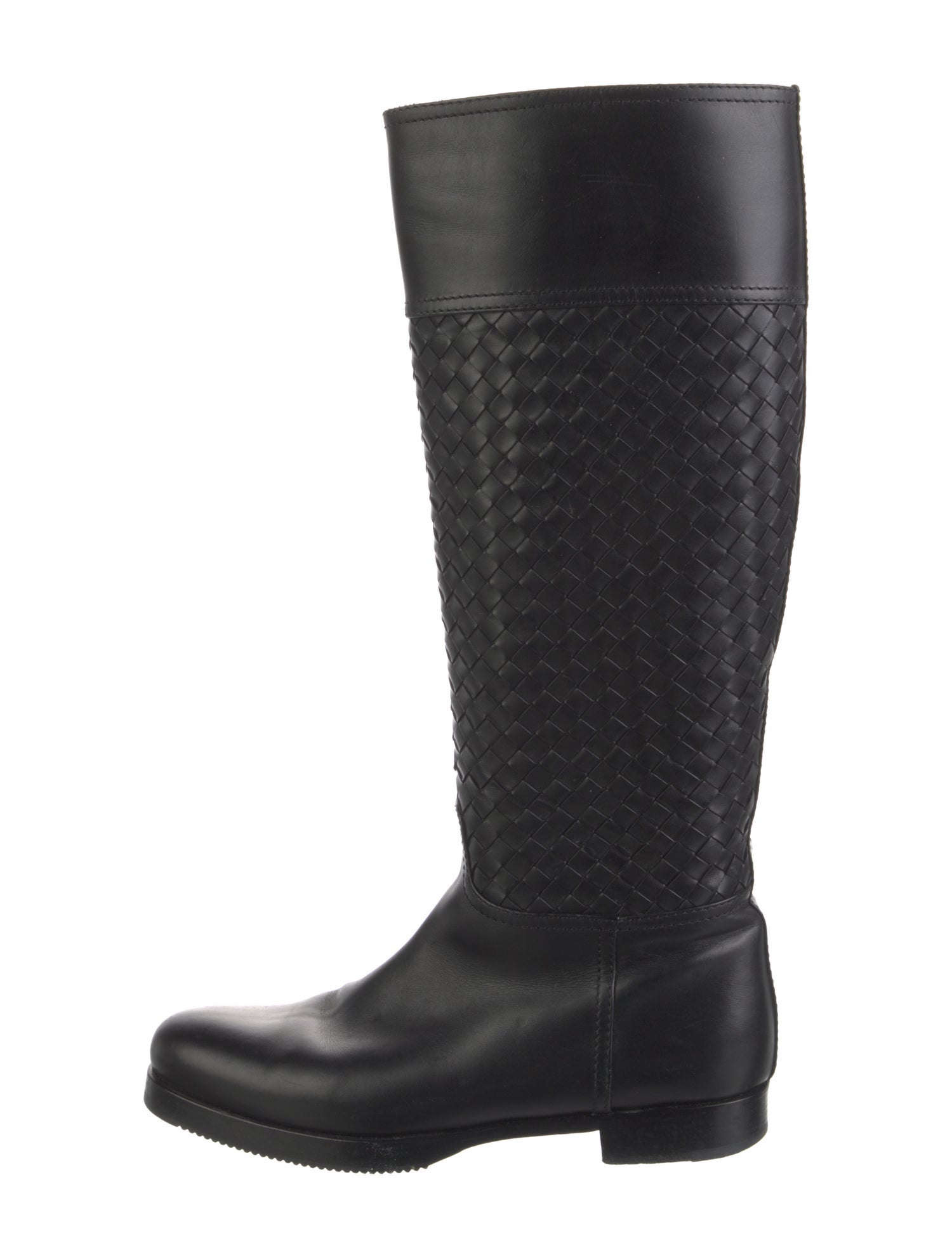 Bottega Veneta Intrecciato Weave Leather Riding Boots