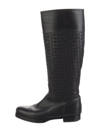 Bottega Veneta Intrecciato Weave Leather Riding Boots