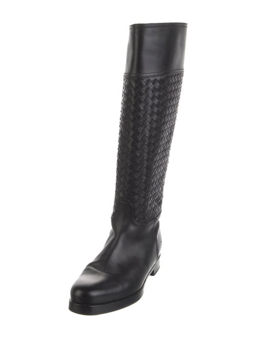 Bottega Veneta Intrecciato Weave Leather Riding Boots