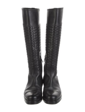 Bottega Veneta Intrecciato Weave Leather Riding Boots