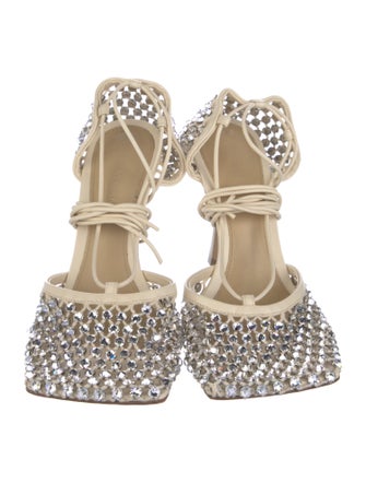 Bottega Veneta Leather Crystal Embellishments D'Orsay Pumps