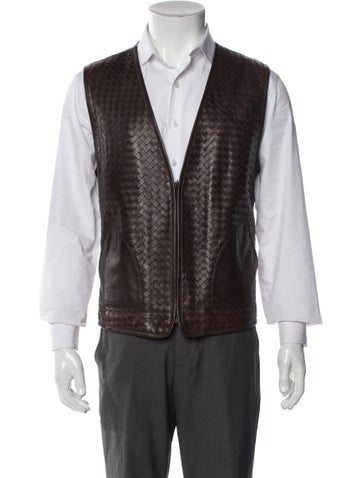 Bottega Veneta Outerwear Intrecciato Weave Leather Vest Us38, It48 | M