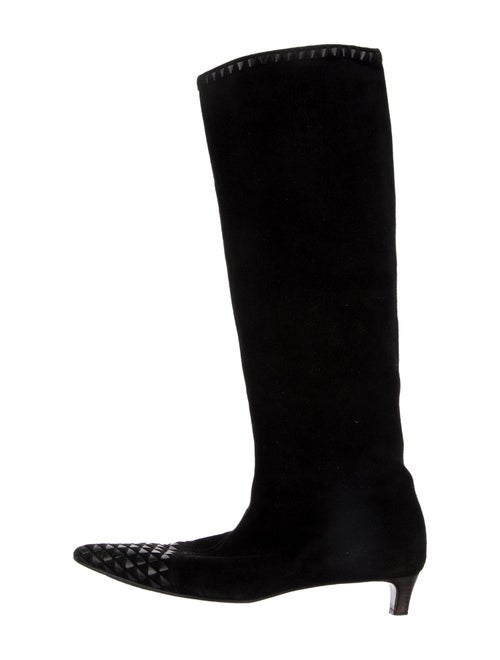 Bottega Veneta Suede Leather Trim Embellishment Riding Boots