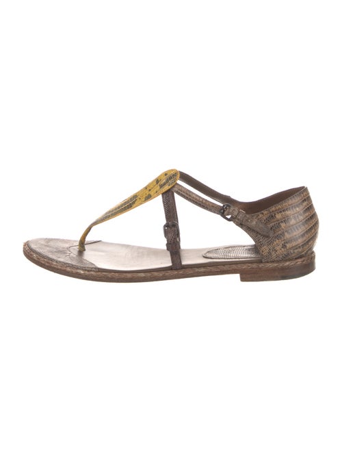 Bottega Veneta Lizard T-Strap Sandals