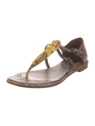 Bottega Veneta Lizard T-Strap Sandals