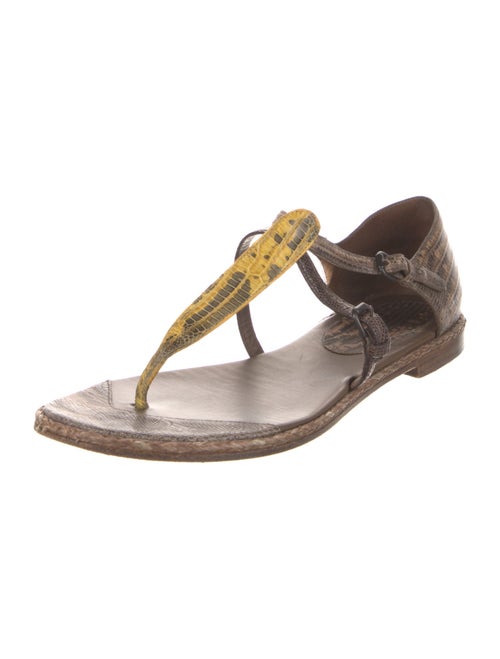 Bottega Veneta Lizard T-Strap Sandals