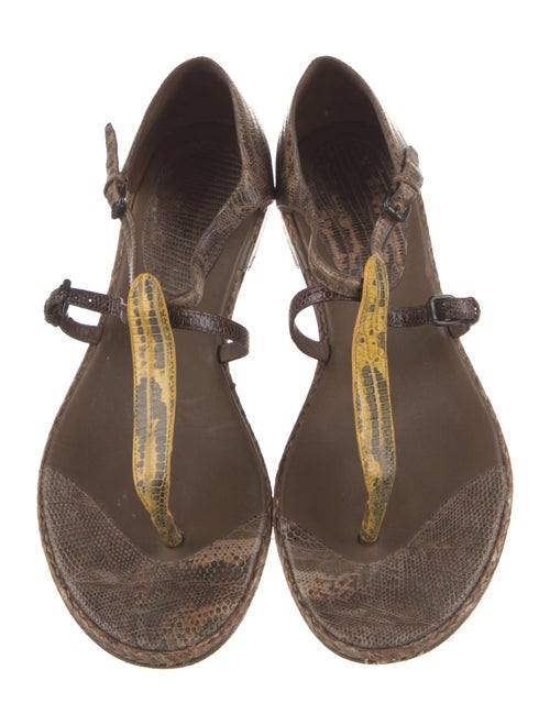 Bottega Veneta Lizard T-Strap Sandals