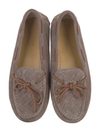 Bottega Veneta Intrecciato Weave Suede Moccasins