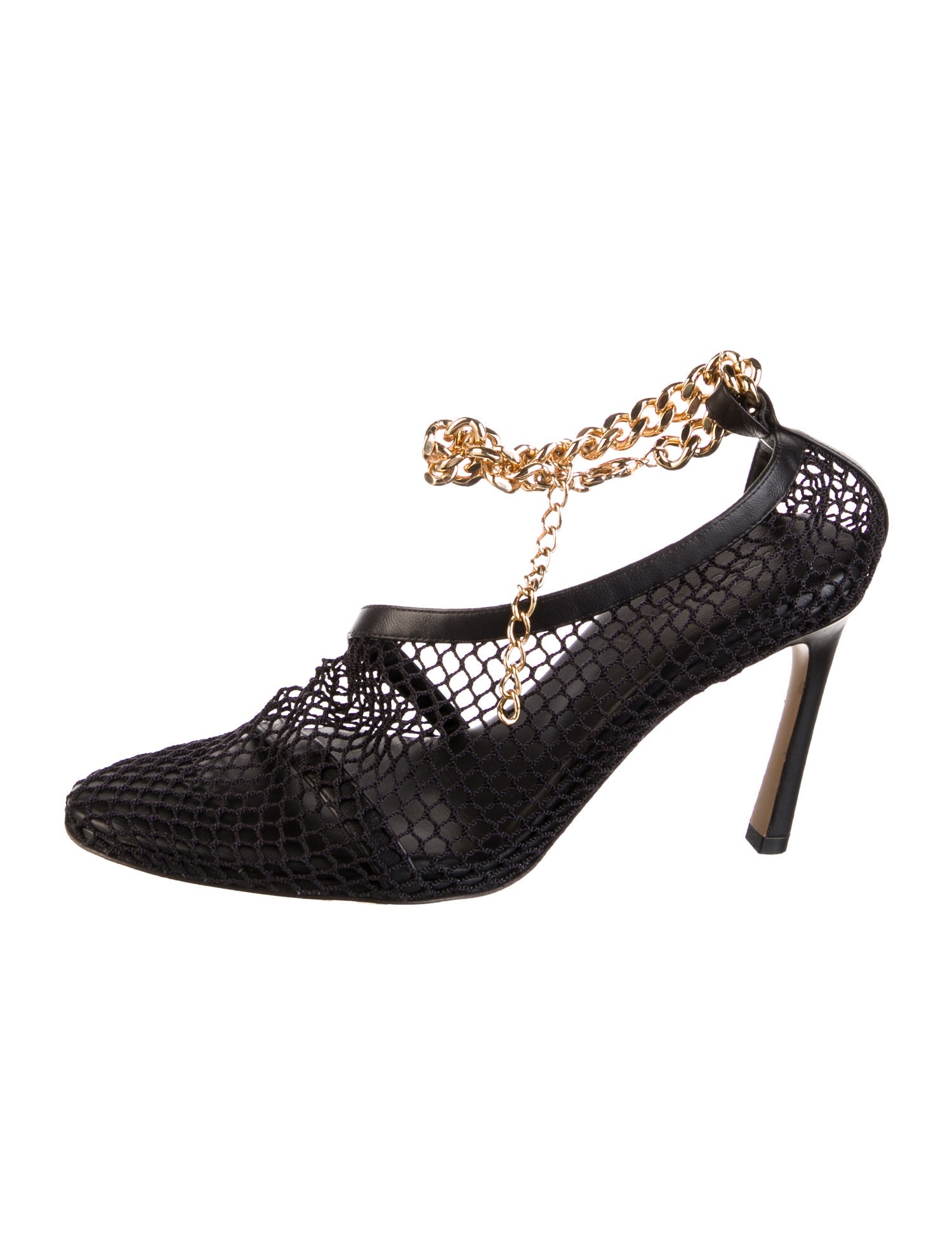 Bottega Veneta Mesh Chain-Link Accents T-Strap Pumps