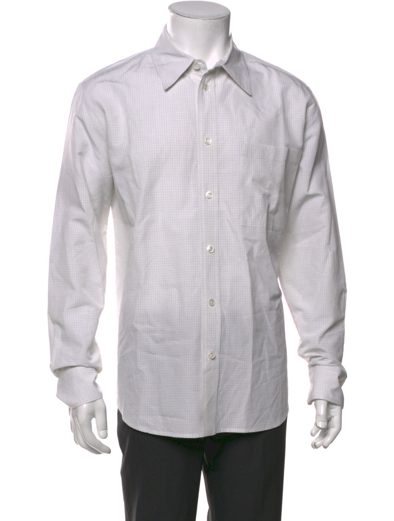 Bottega Veneta Plaid Print Long Sleeve Dress Shirt