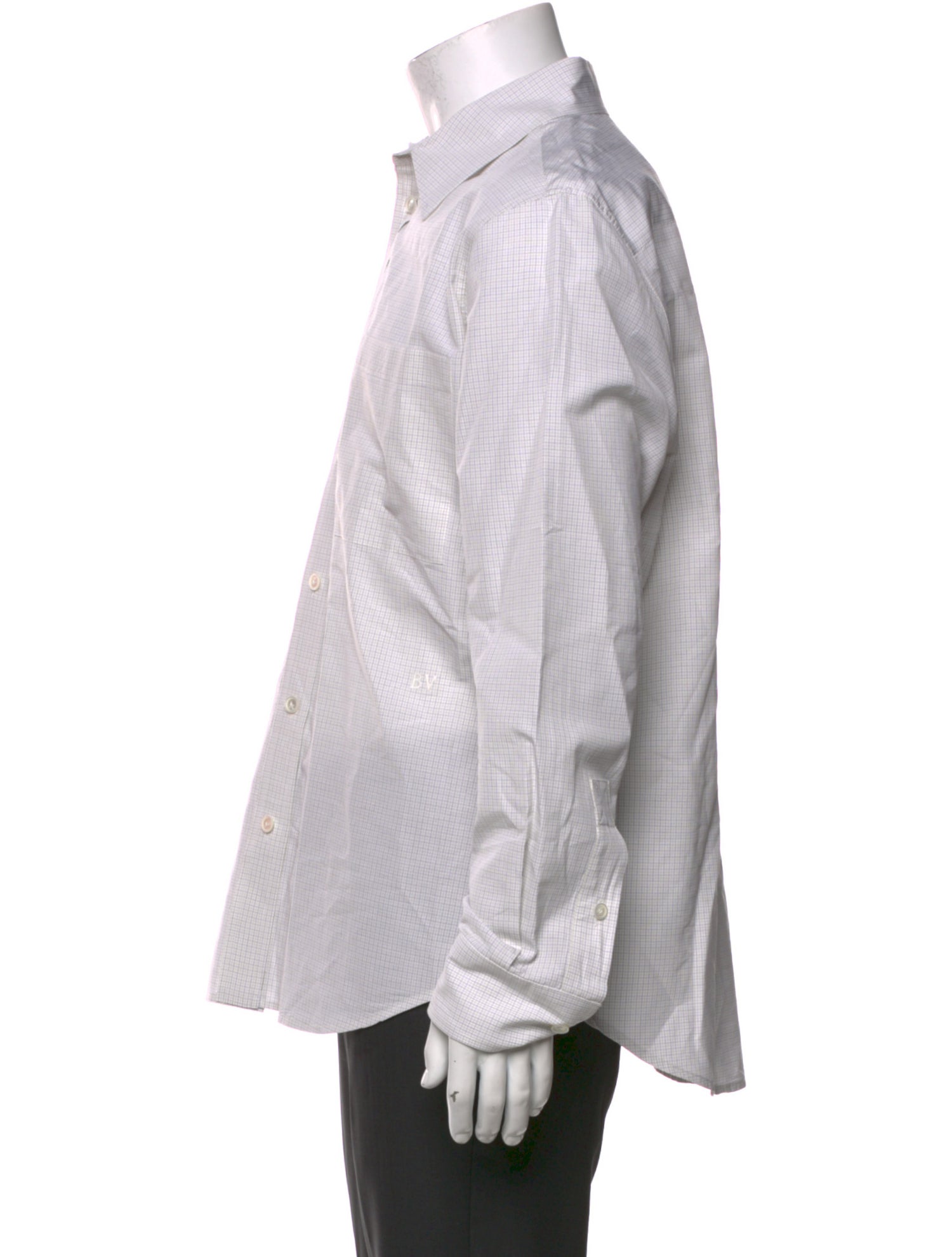 Bottega Veneta Plaid Print Long Sleeve Dress Shirt