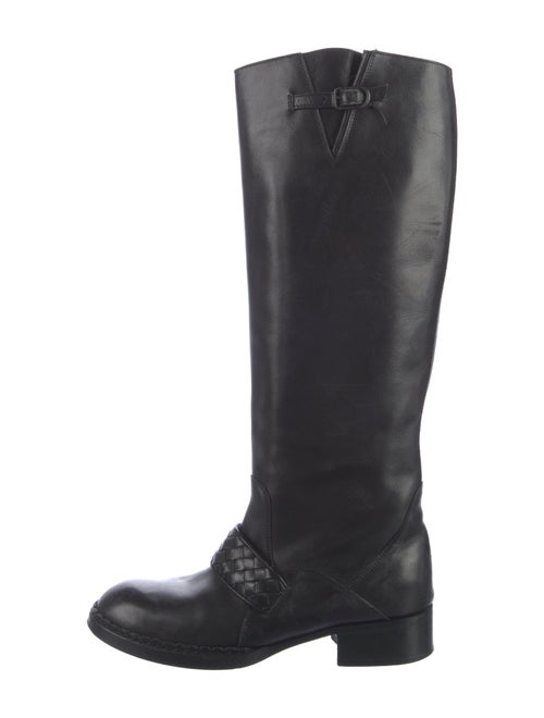 Bottega Veneta Intrecciato Weave Leather Riding Boots