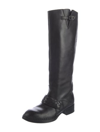 Bottega Veneta Intrecciato Weave Leather Riding Boots