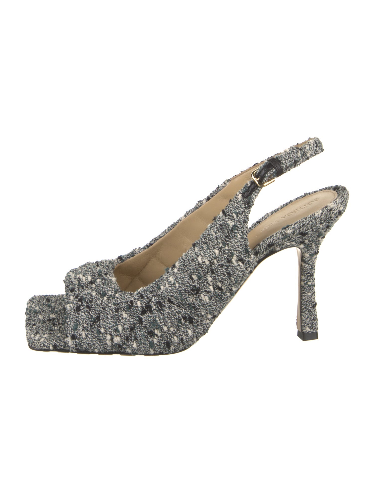 Bottega Veneta Tweed Pattern Slingback Pumps