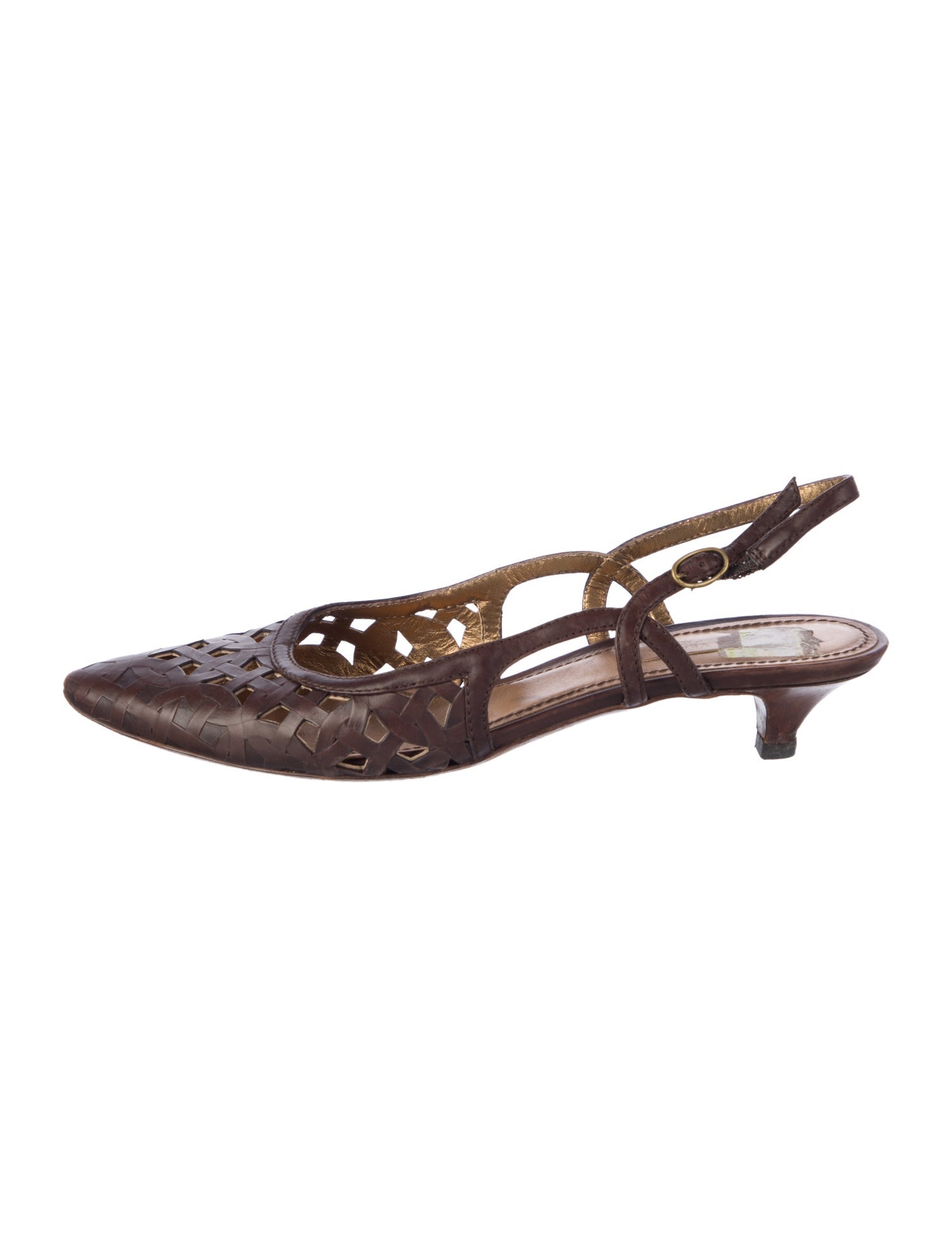 Bottega Veneta Leather Lasercut Accents Slingback Flats