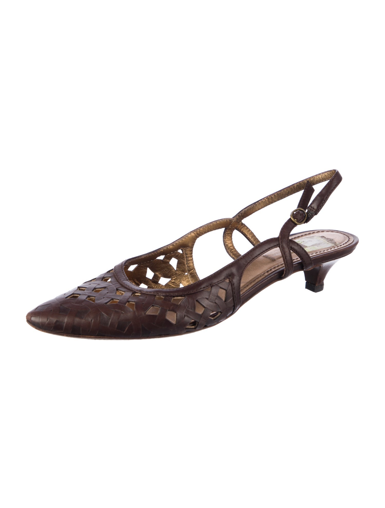 Bottega Veneta Leather Lasercut Accents Slingback Flats