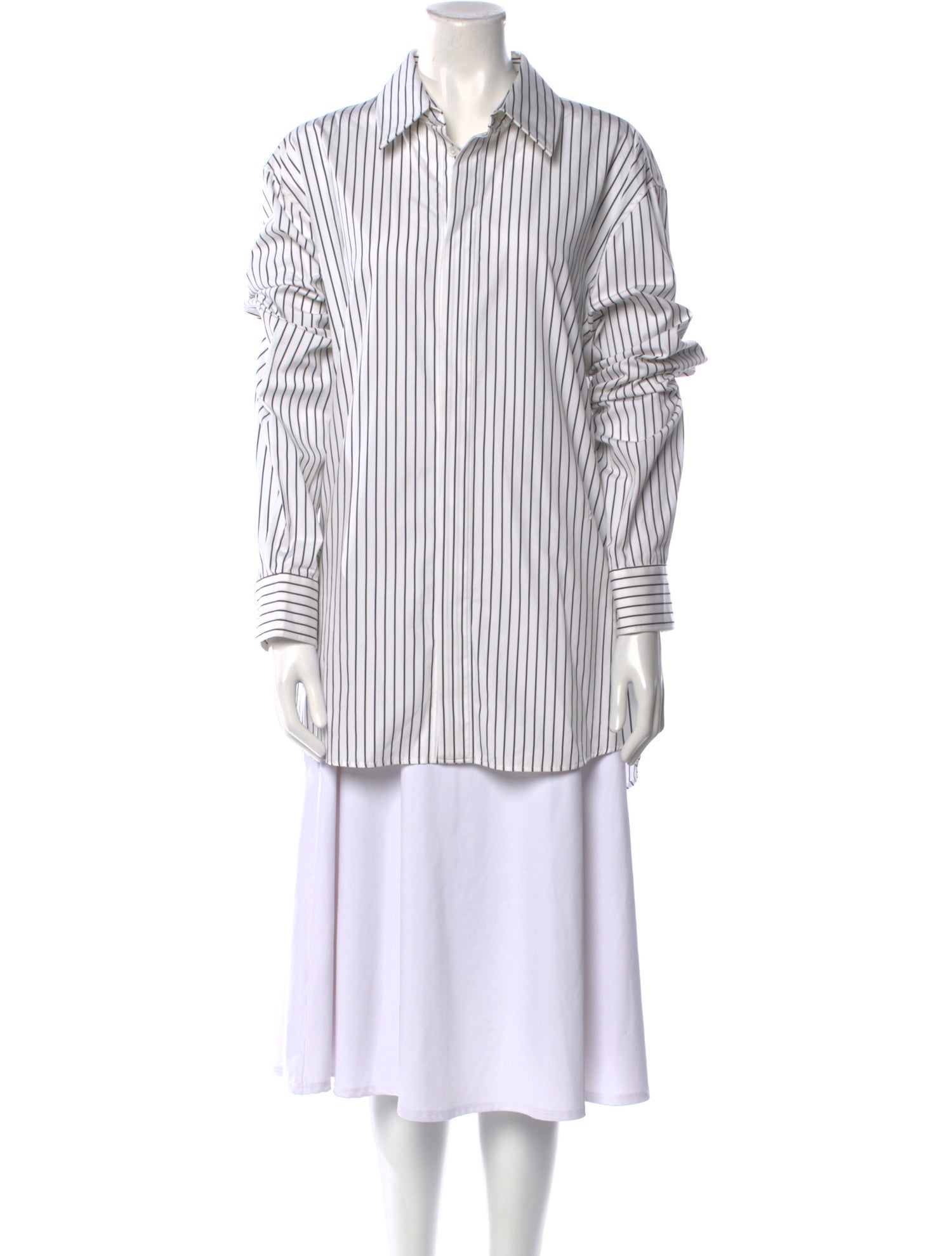 Bottega Veneta Striped Long Sleeve Button-Up Top