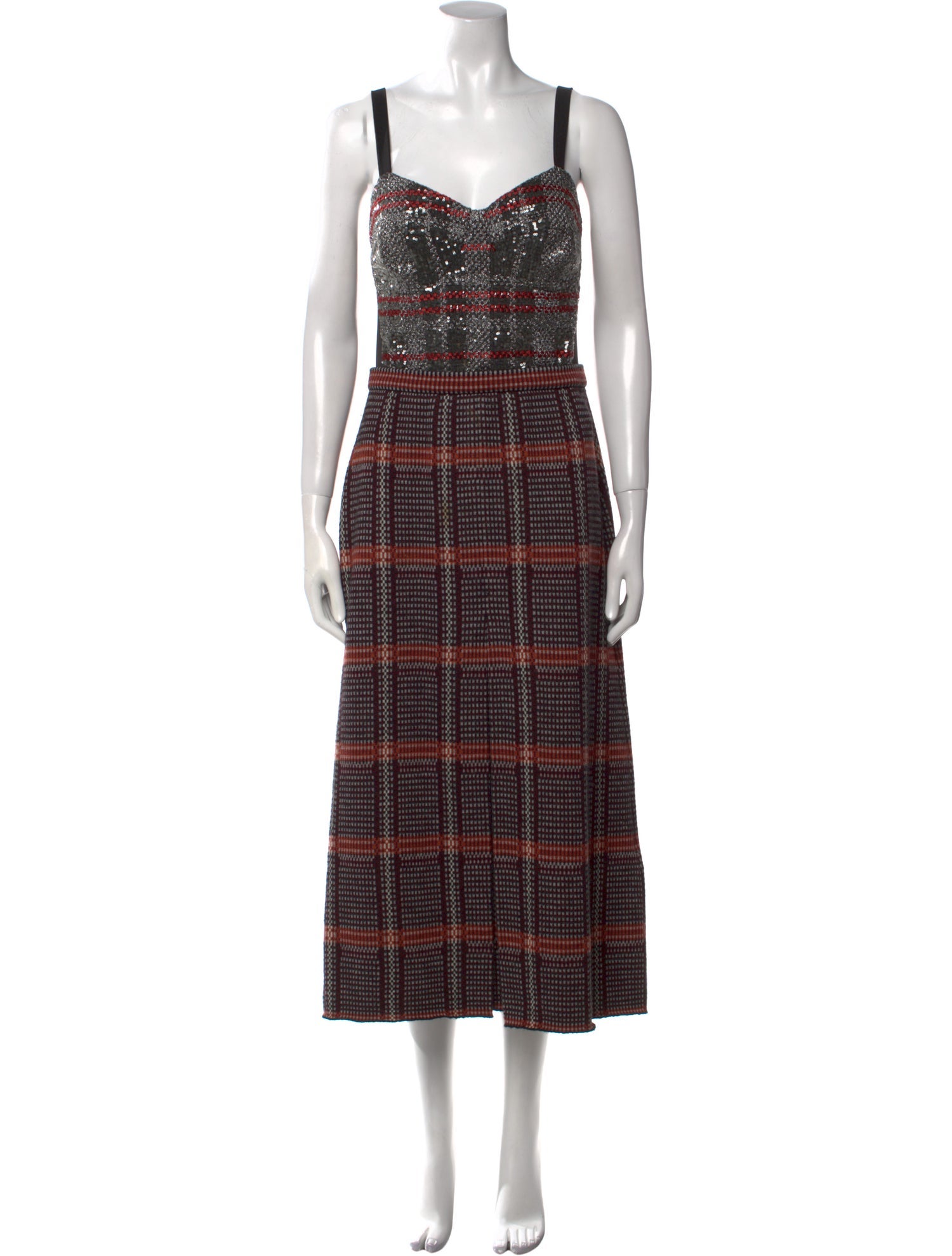 Bottega Veneta Plaid Print Long Dress