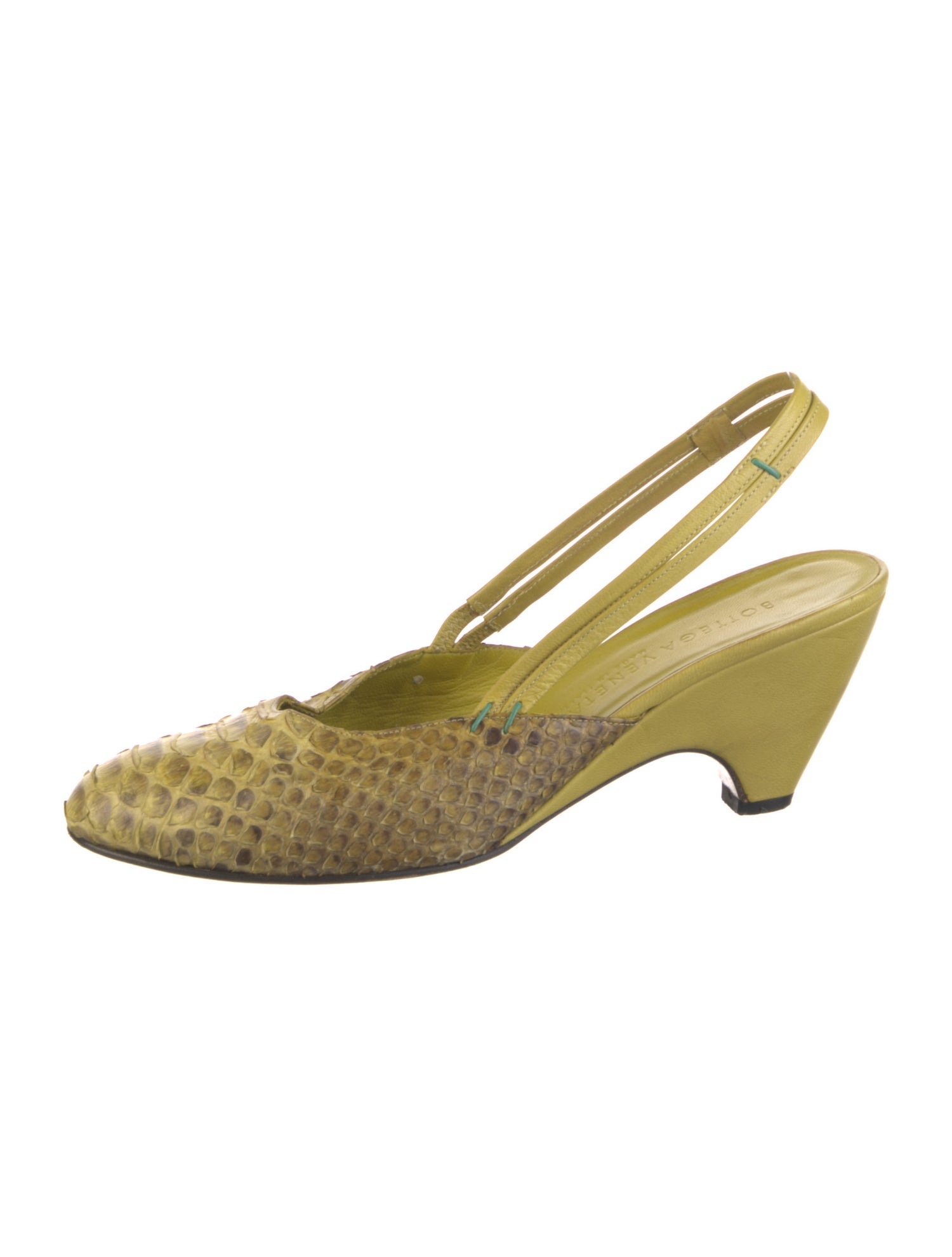 Bottega Veneta Late 1990's - Early 2000's Python Slingback Pumps