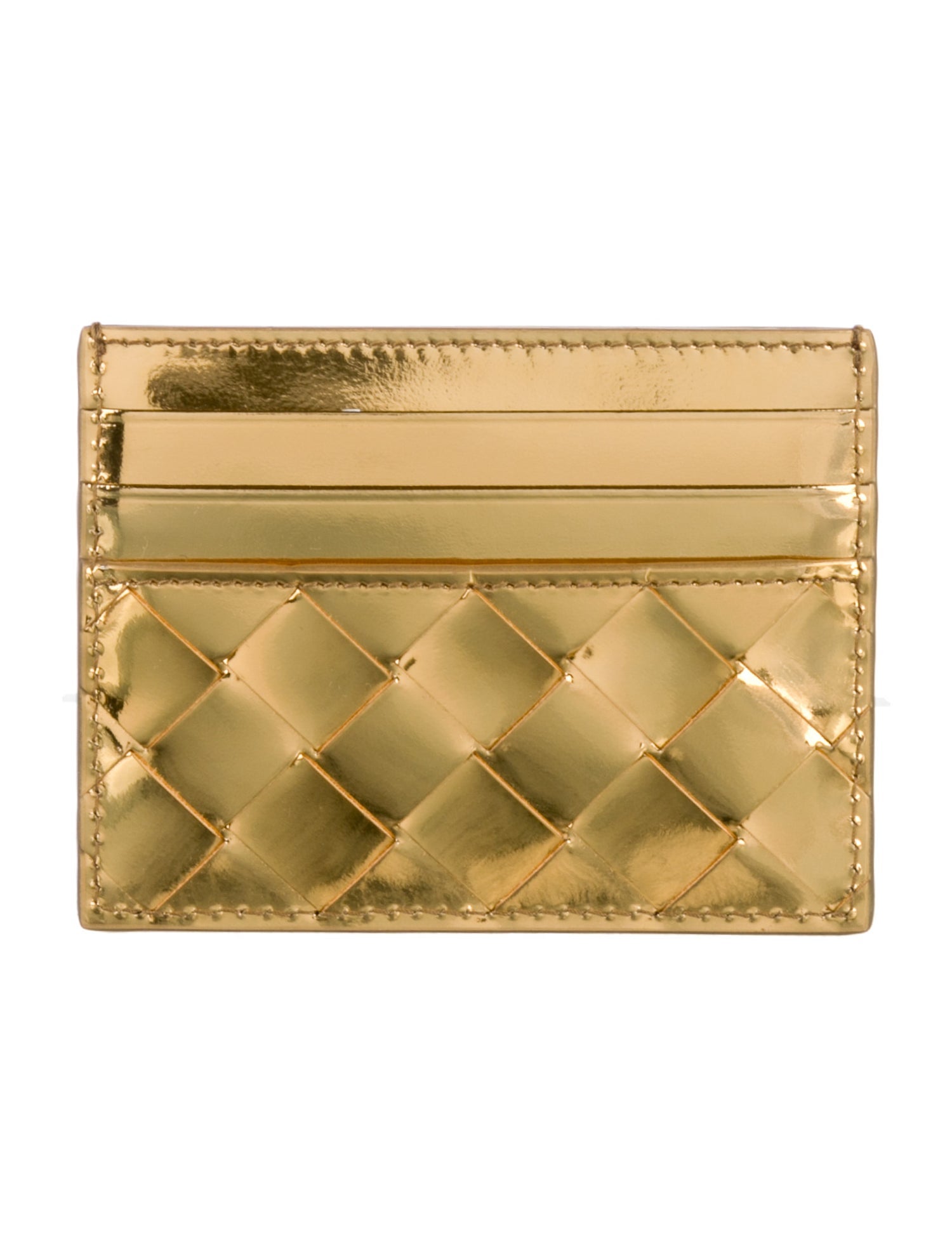 Bottega Veneta Intrecciato Weave Patent Leather Card Holder