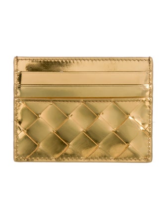 Bottega Veneta Intrecciato Weave Patent Leather Card Holder