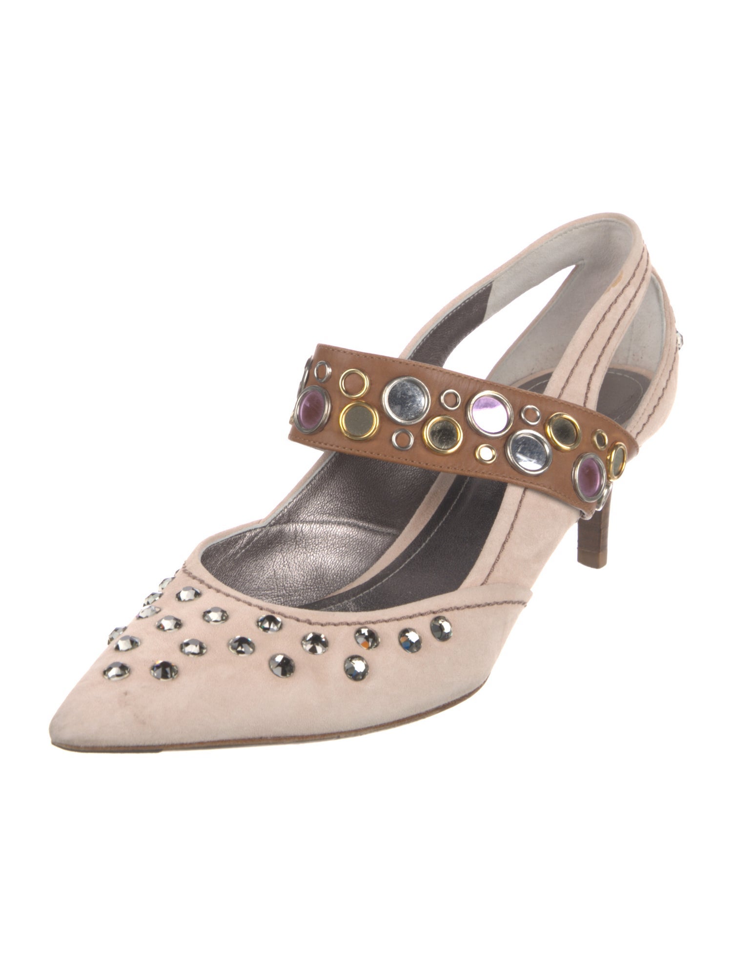 Bottega Veneta Suede Colorblock Pattern Slingback Pumps