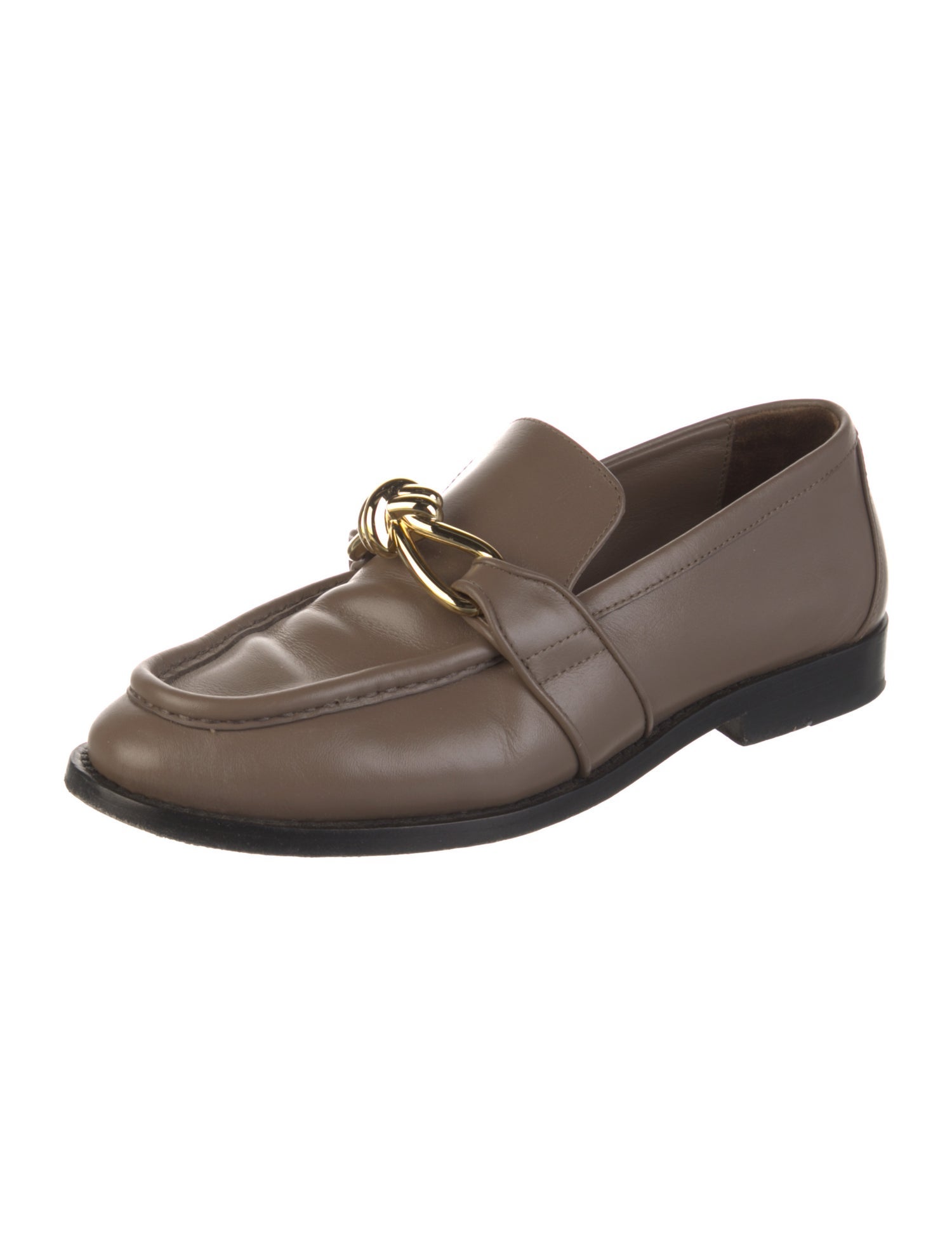 Bottega Veneta Leather Chain-Link Accents Loafers