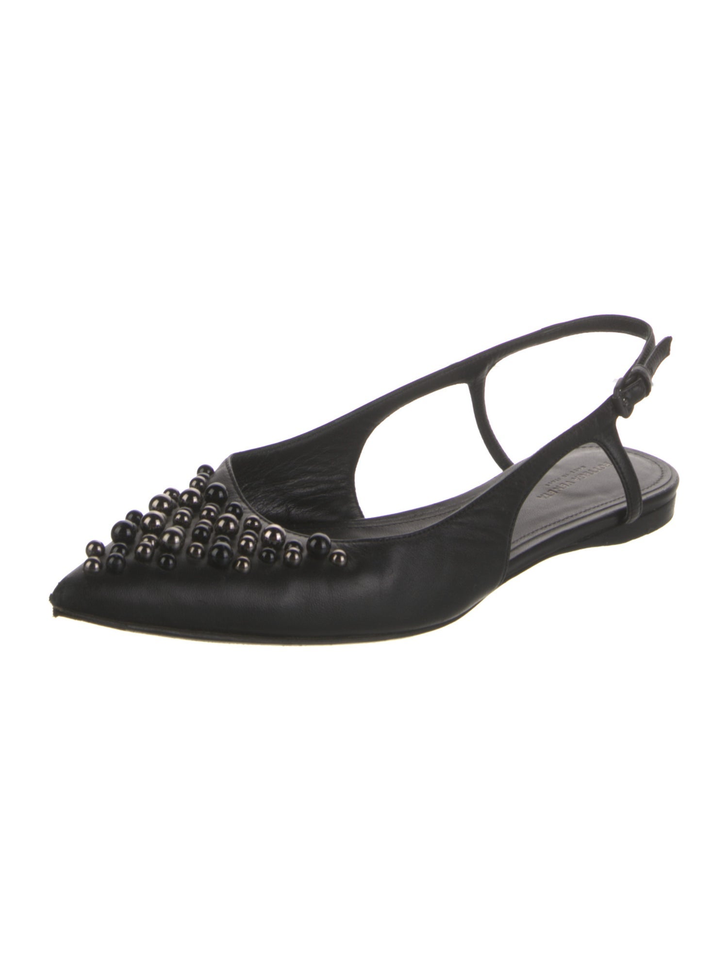 Bottega Veneta Leather Studded Accents Slingback Flats
