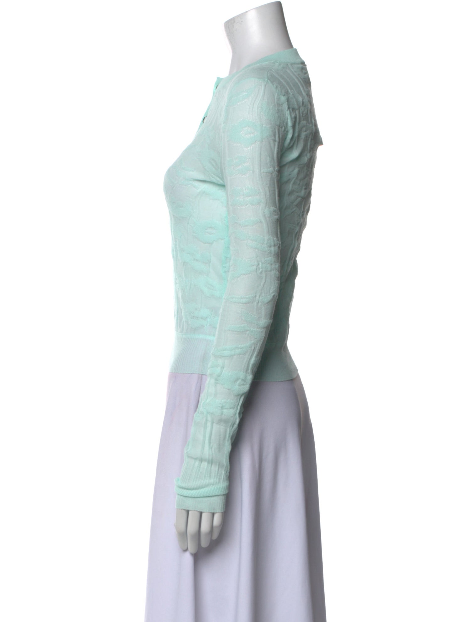 Bottega Veneta Crew Neck Long Sleeve Crop Top