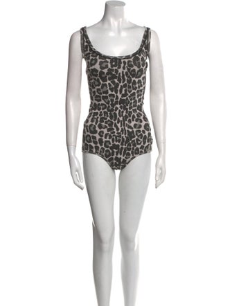 Bottega Veneta Animal Print Scoop Neck Bodysuit