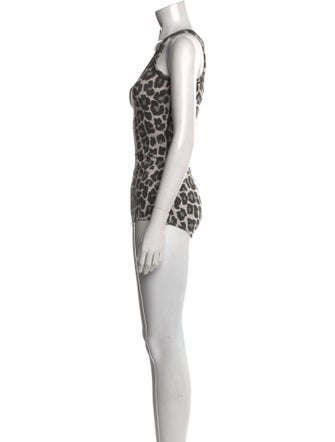 Bottega Veneta Animal Print Scoop Neck Bodysuit