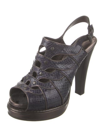 Bottega Veneta Snakeskin Printed Slingback Pumps